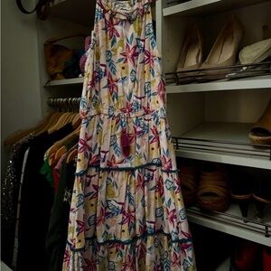 Fat Face Pink Multicolor Floral Tiered Maxi Dress